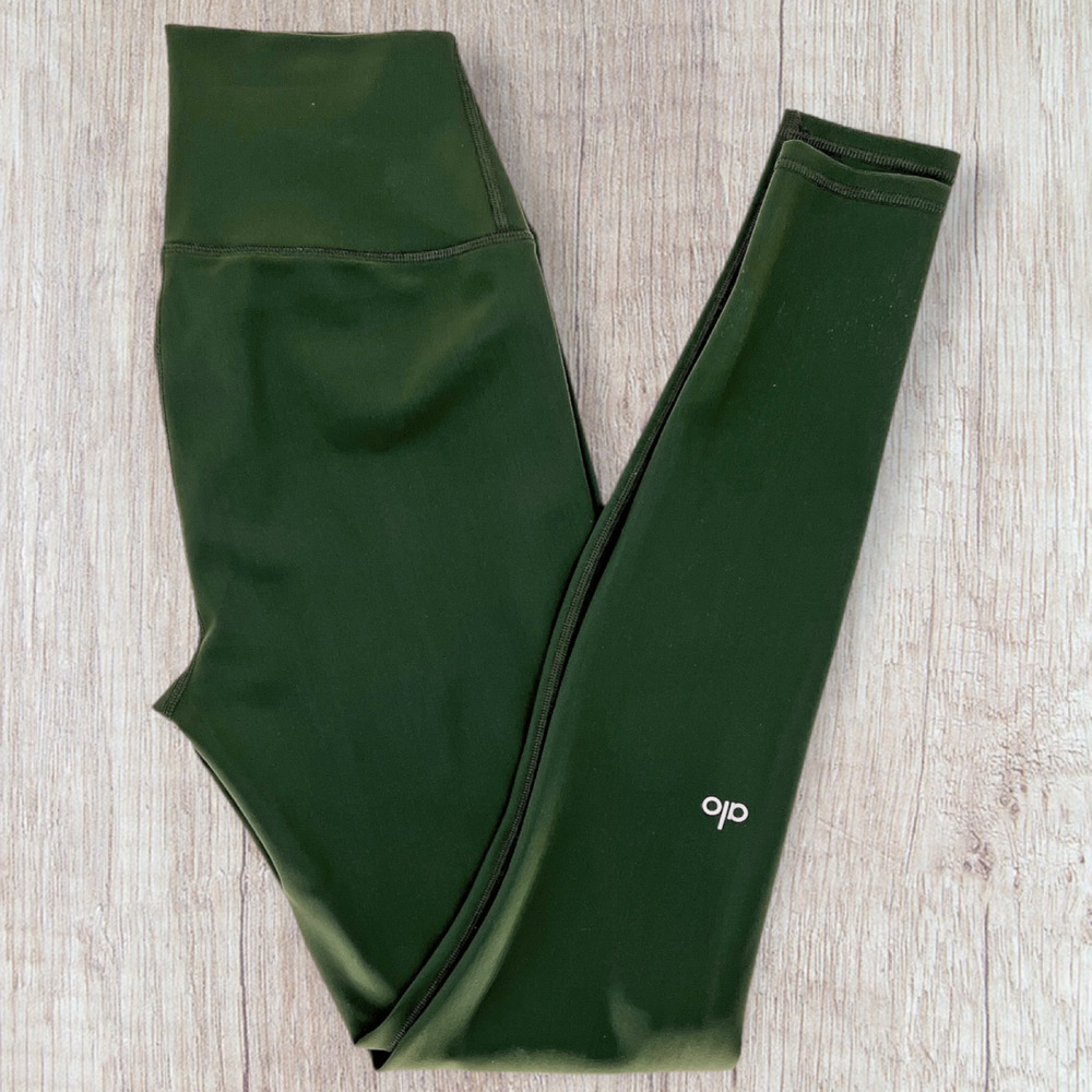Alo Yoga Hunter Green Warrior Rip High Waist Legging Size S - Picture 10 of 15